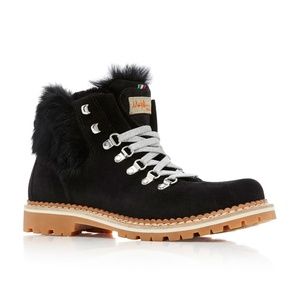 NEW Montelliana- Fur-Trimmed Suede Lace-Up Boots